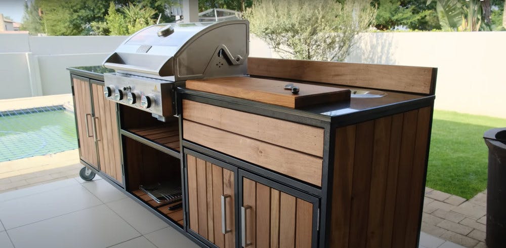 Mobile grill in renovated landscape